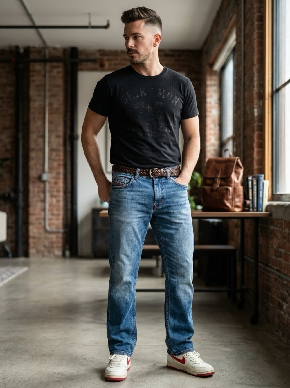 Diesel Men's Mid-Blue Straight Jeans